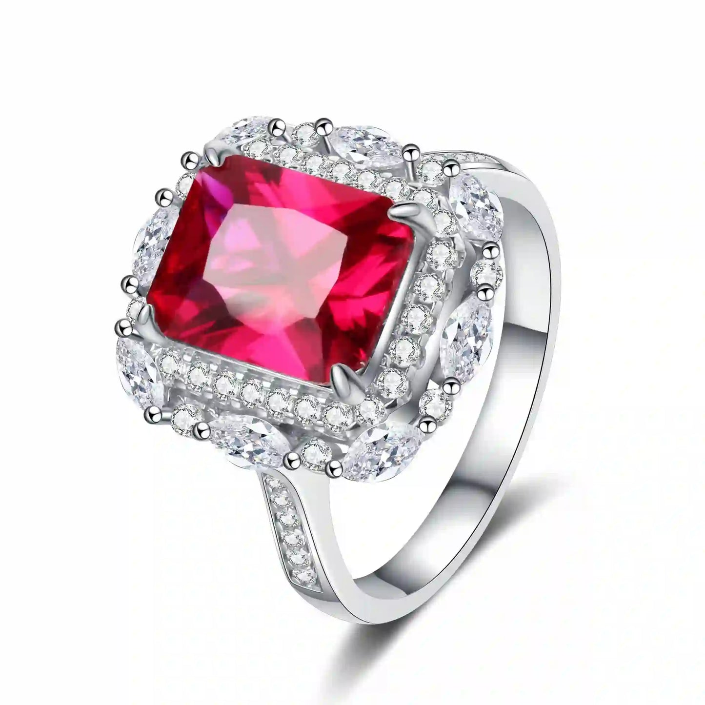 Radiant Engagement Ring 8*10 925 Silver 5A Zircon