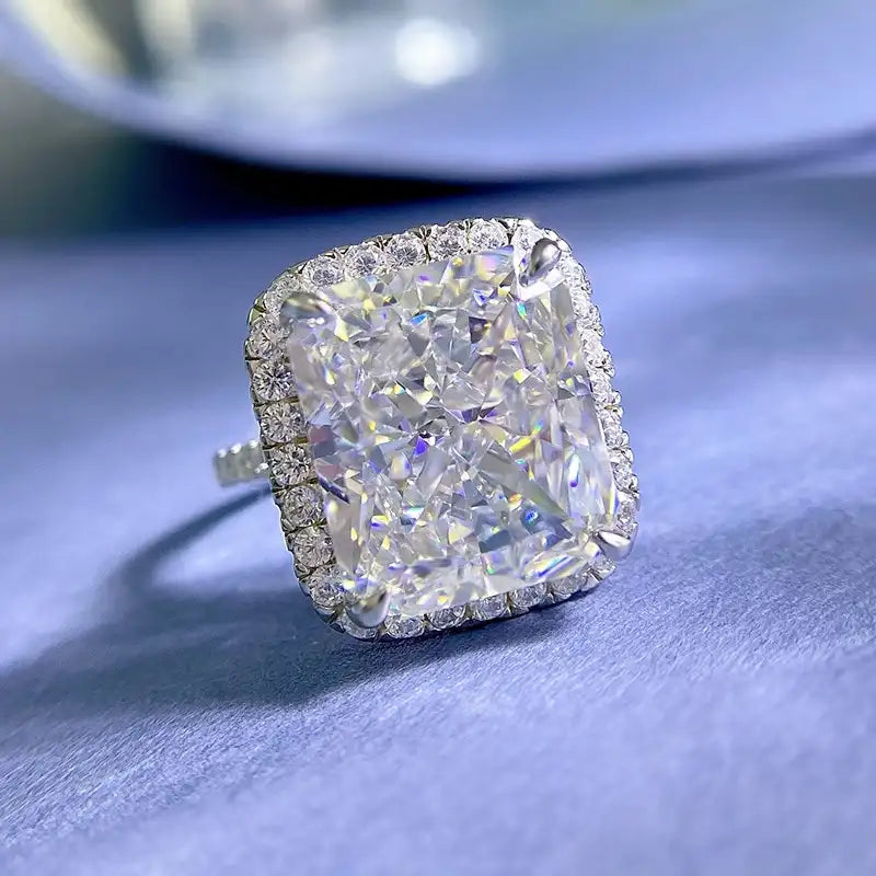 Radiant Engagement Ring 12*14 925 Silver High Carbon Diamond