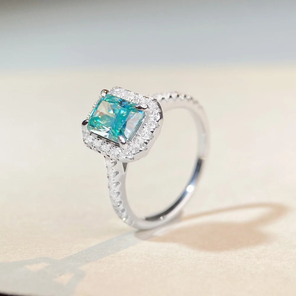 Radiant Engagement Ring 2ct 925 Silver High Carbon Diamond