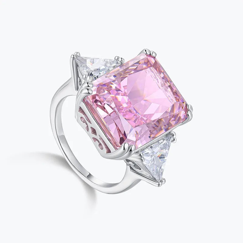 Radiant Engagement Ring 925 Silver High Carbon Diamond