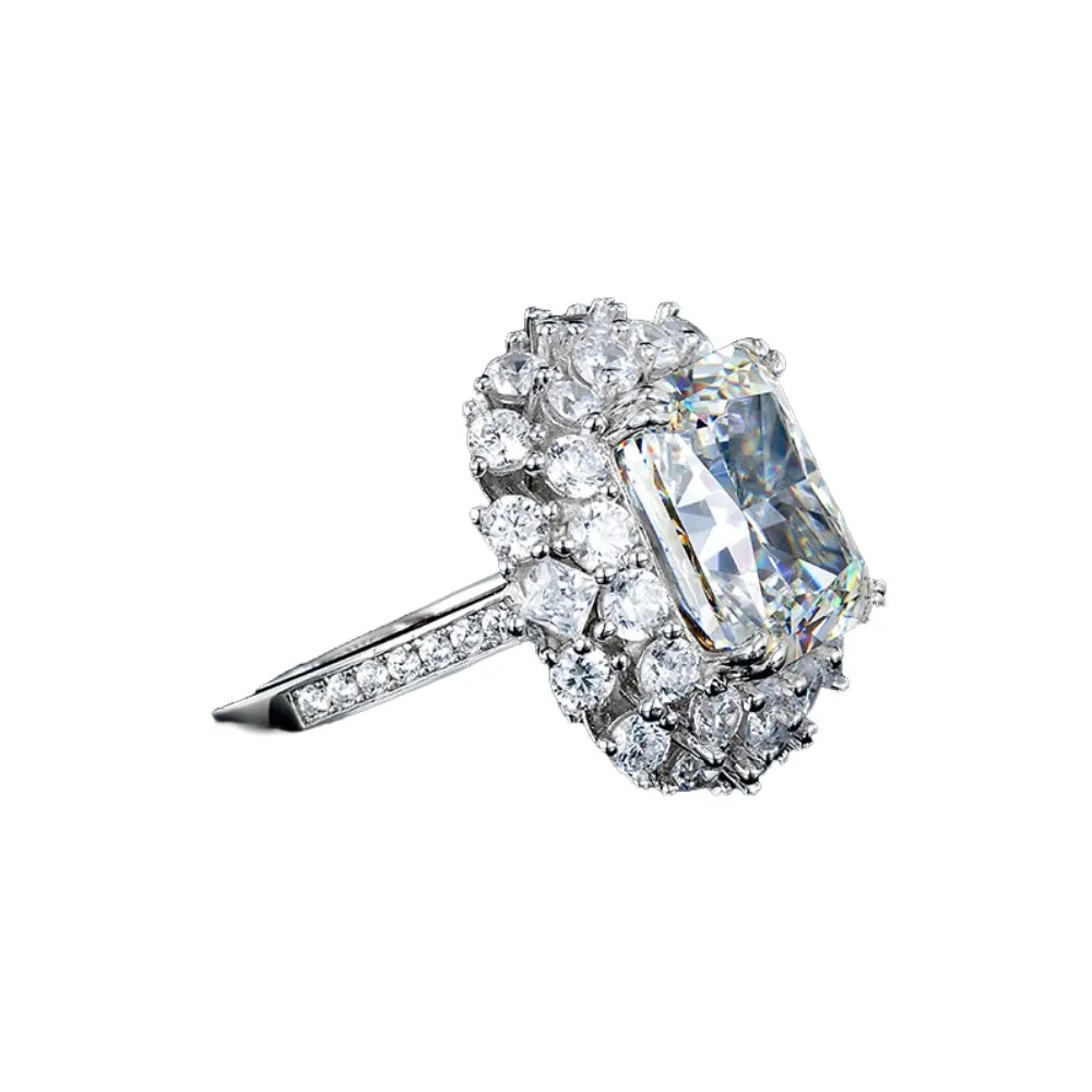Radiant Engagement Ring 12ct 10*12 925 Silver High Carbon Diamond