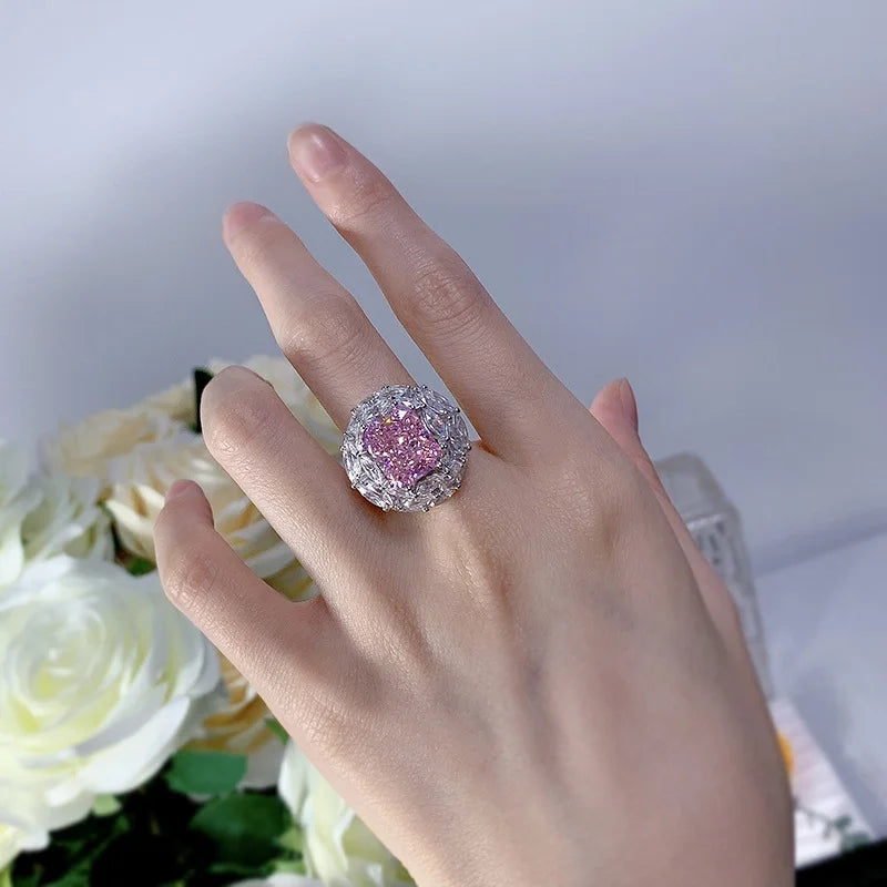 Radiant Engagement Ring 10*12 925 Silver High Carbon Diamond