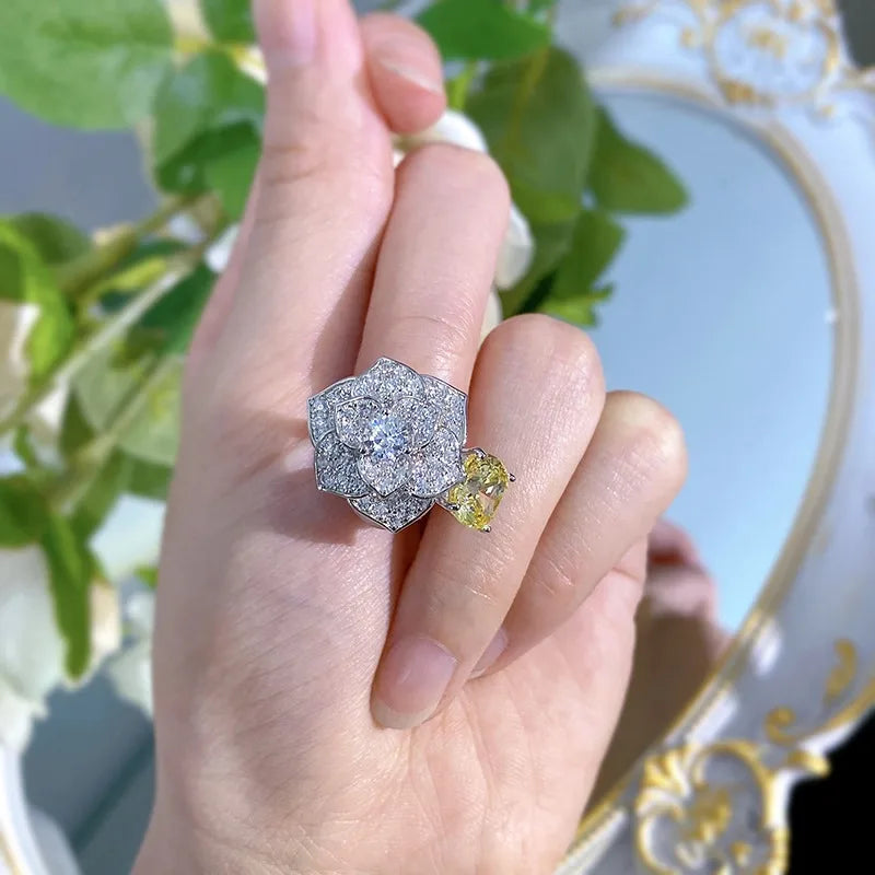 Cushion Engagement Ring 8*8 925 Silver High Carbon Diamond