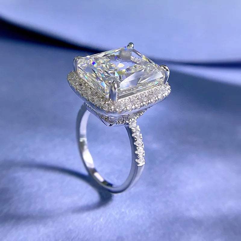 Radiant Engagement Ring 12*14 925 Silver High Carbon Diamond