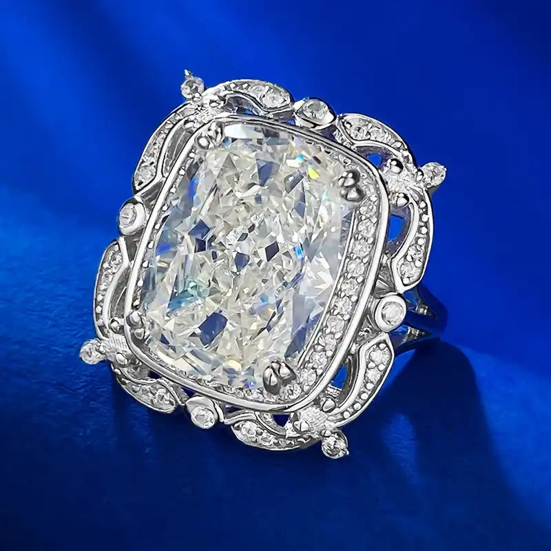 Radiant Engagement Ring 10*14 925 Silver High Carbon Diamond