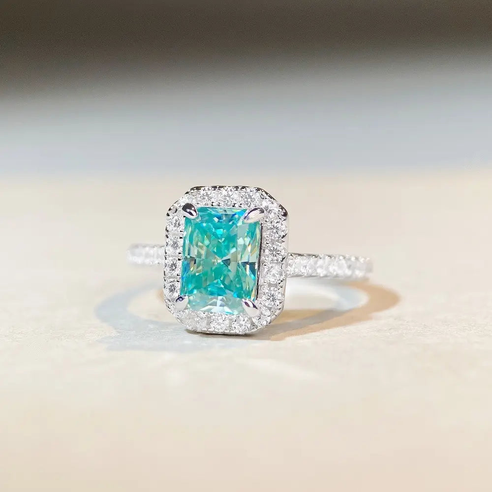 Radiant Engagement Ring 2ct 925 Silver High Carbon Diamond