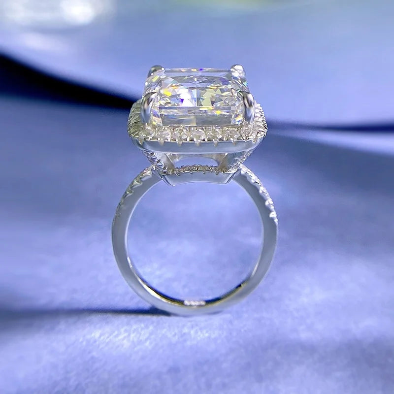 Radiant Engagement Ring 12*14 925 Silver High Carbon Diamond