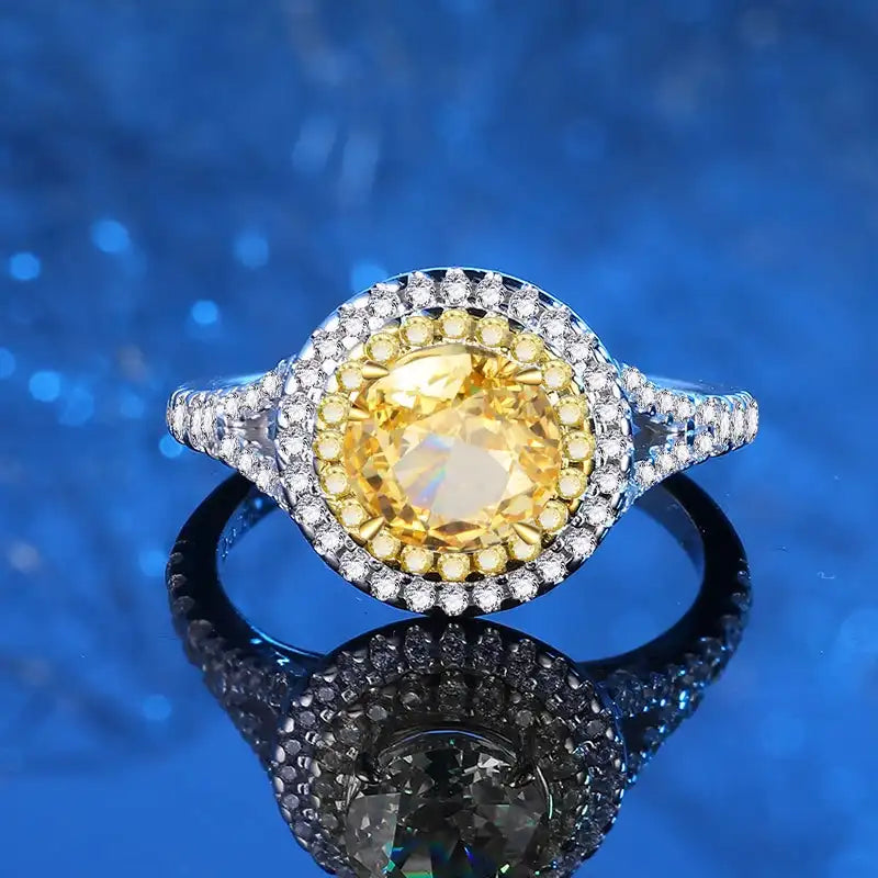 Round Engagement Ring 925 Silver High Carbon Diamond