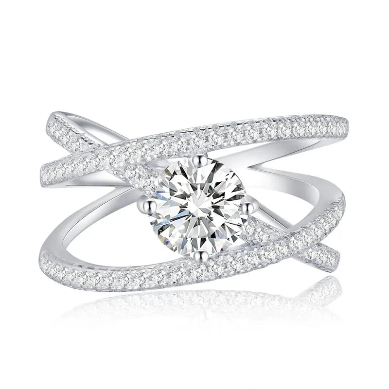Round Engagement Ring 1ct 6.5mm 925 Silver High Carbon Diamond