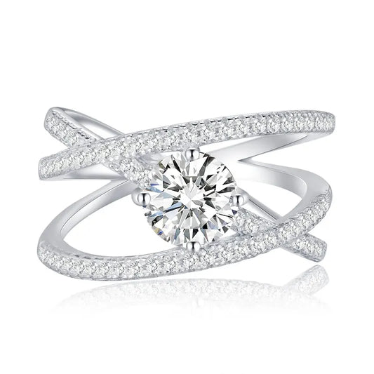 Round Engagement Ring 1ct 6.5mm 925 Silver High Carbon Diamond