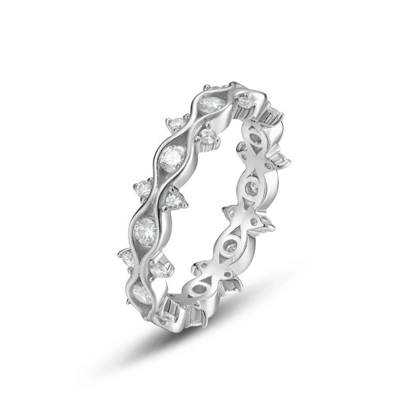 Round Engagement Ring 2.5mm 925 Silver Moissanite