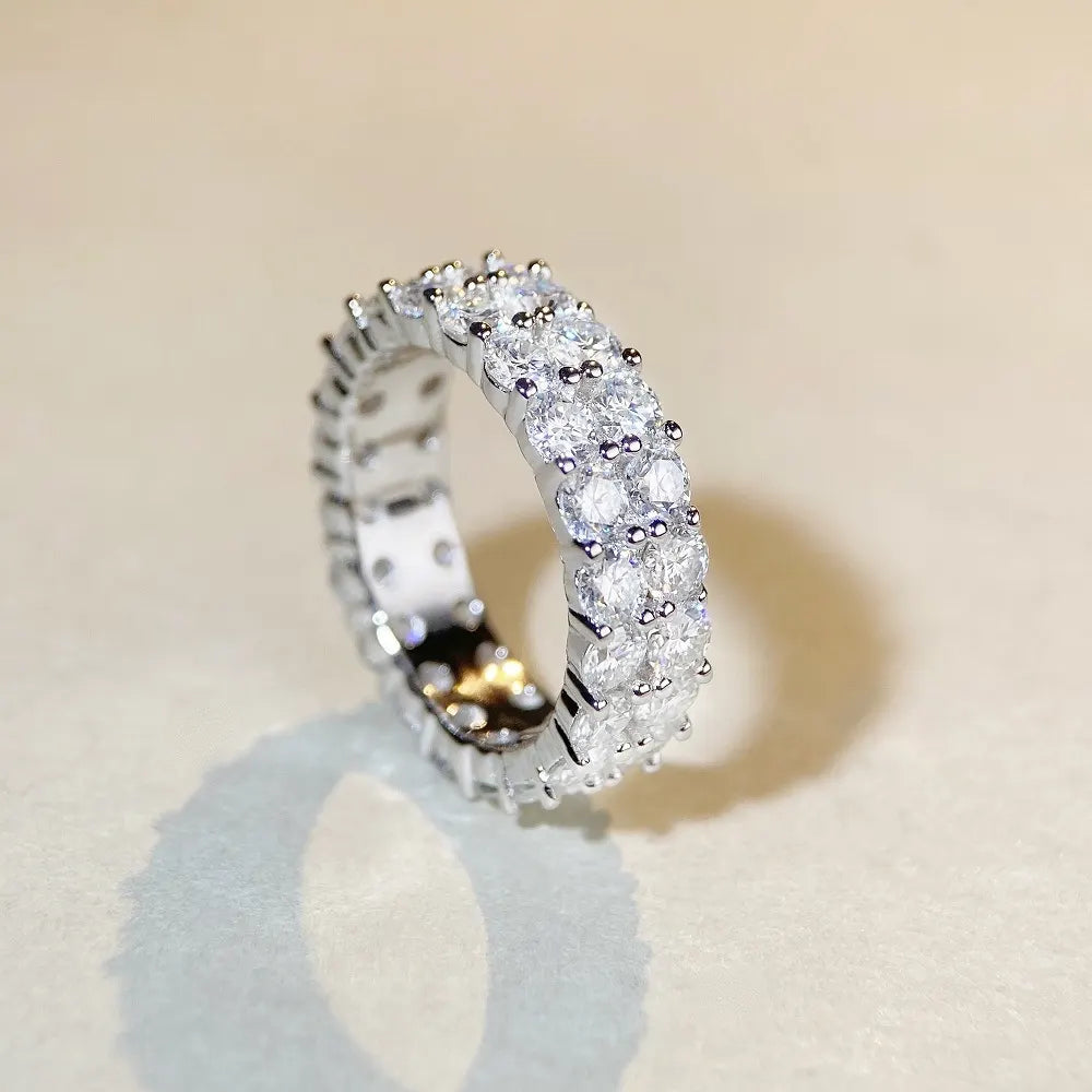 Round Engagement Ring 925 Silver Moissanite