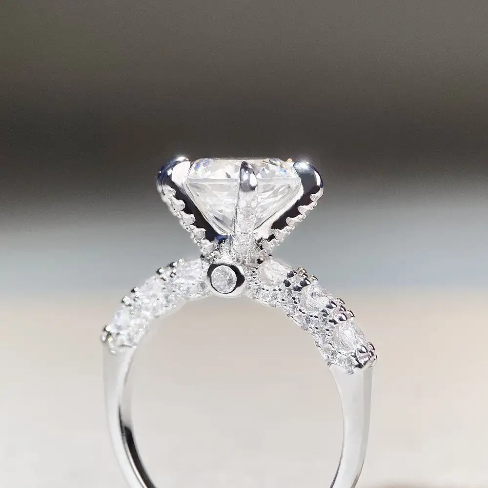 Round Engagement Ring 3ct 925 Silver Moissanite