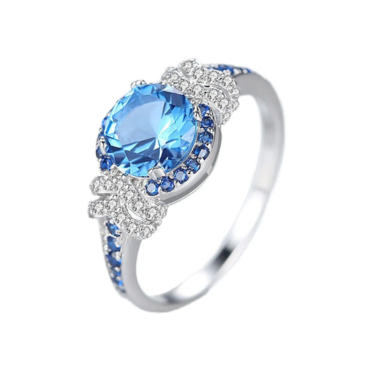 Round Engagement Ring 7*7 925 Silver High Carbon Diamond