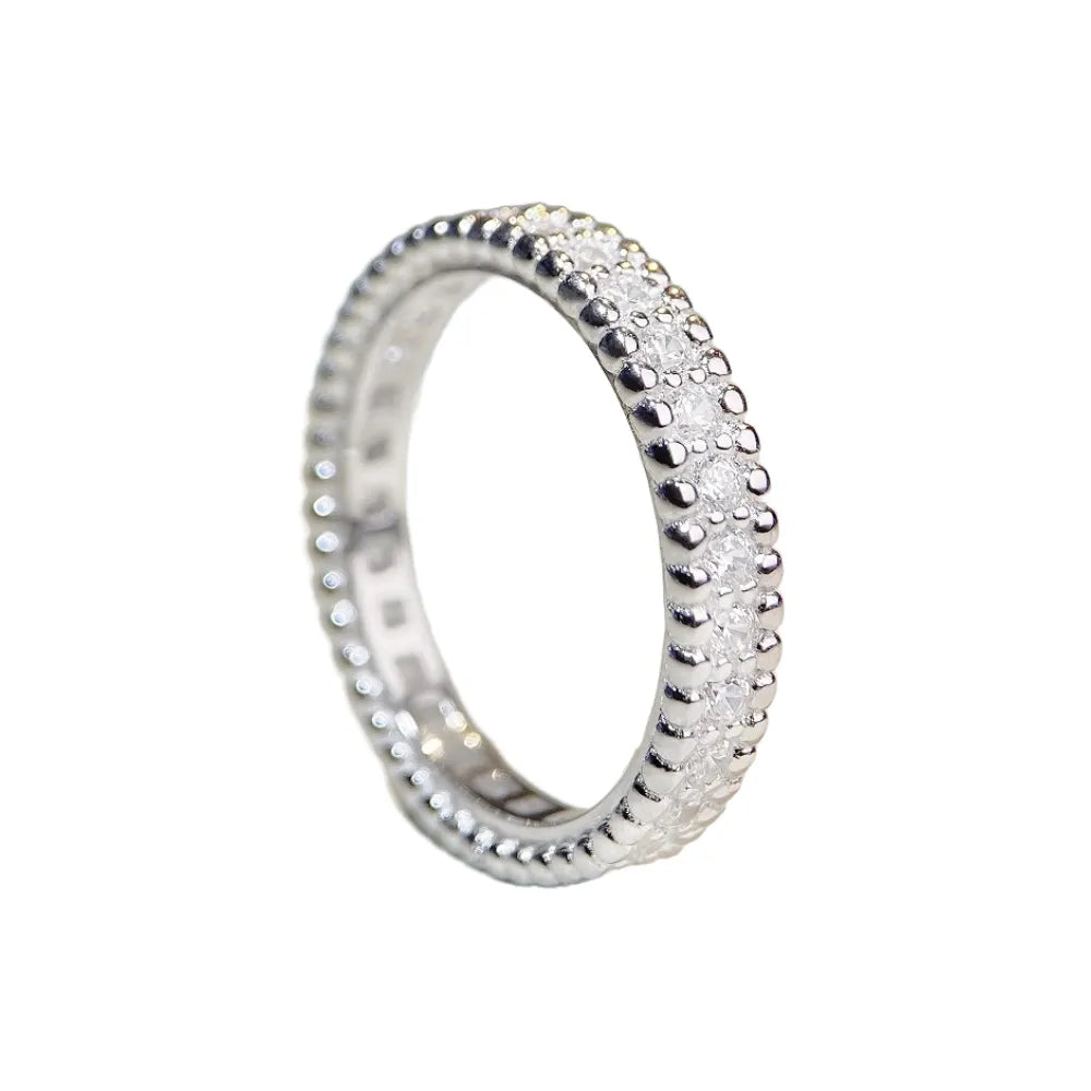 Round Engagement Ring Drilling Design 925 Silver Zircon