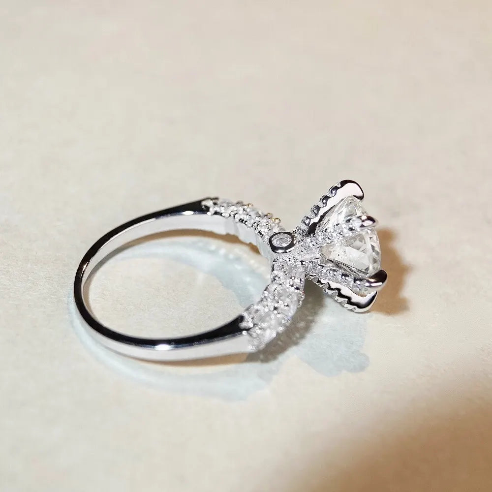 Round Engagement Ring 3ct 925 Silver Moissanite