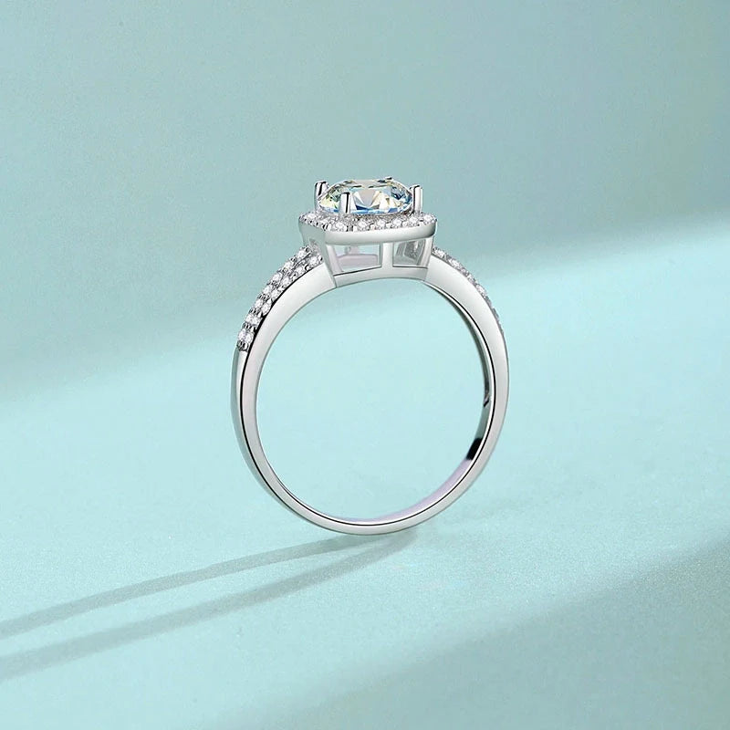 Round Engagement Ring 1ct 6.5mm 925 Silver Moissanite