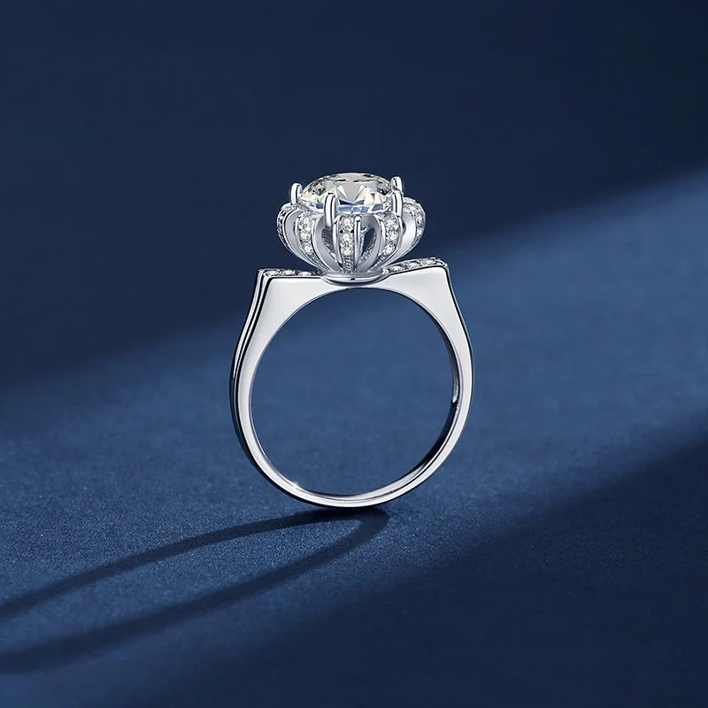 Round Engagement Ring 2ct 8mm 925 Silver Moissanite