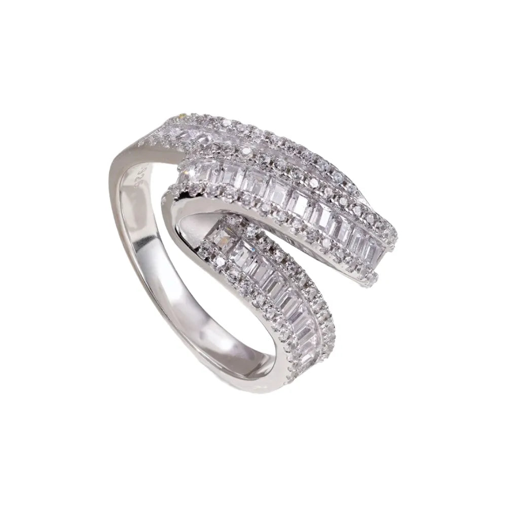 S Line Engagement Ring 925 Silver Zircon