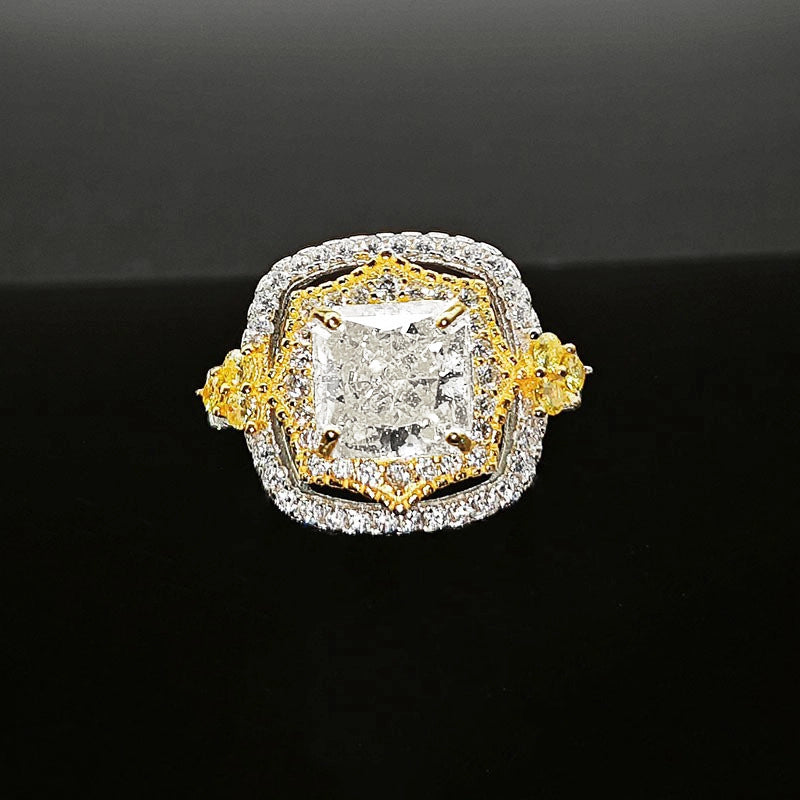 Princess Cut Engagement Ring 8*8 925 Silver High Carbon Diamond Open Ring