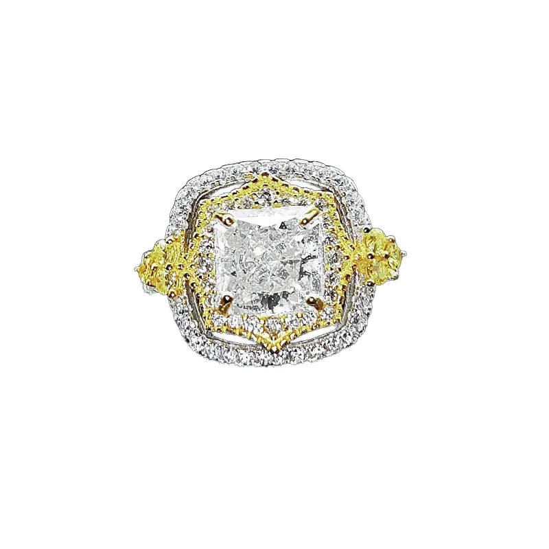 Princess Cut Engagement Ring 8*8 925 Silver High Carbon Diamond Open Ring