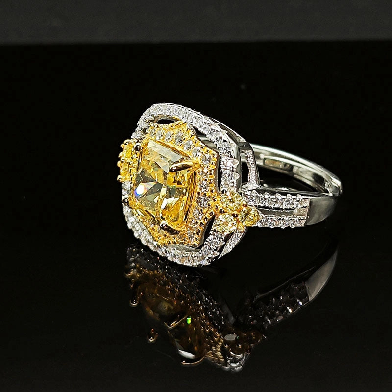 Princess Cut Engagement Ring 8*8 925 Silver High Carbon Diamond Open Ring