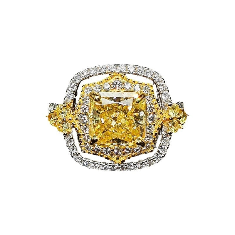 Princess Cut Engagement Ring 8*8 925 Silver High Carbon Diamond Open Ring