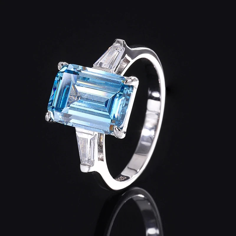 Asscher Engagement Ring 8*11 925 Silver High Carbon Diamond
