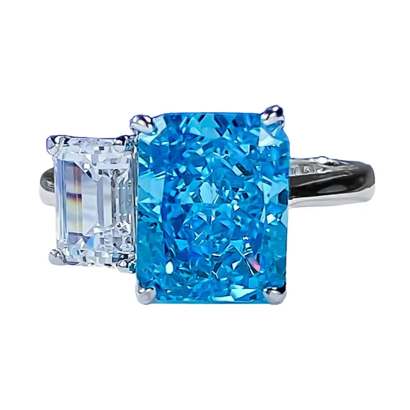 Radiant Engagement Ring 8*10 925 Silver High Carbon Diamond