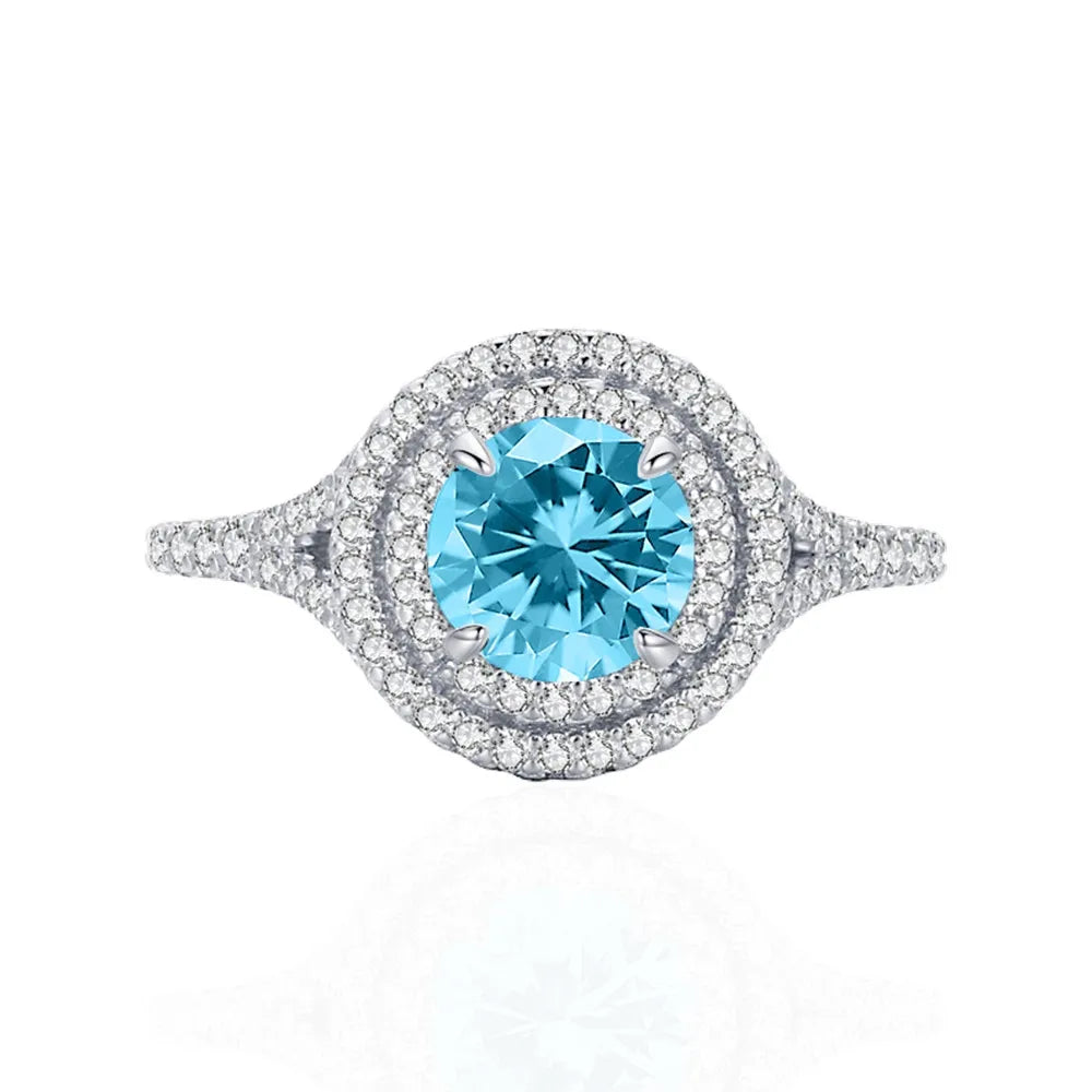 Round Engagement Ring 1.7ct 6.5mm 925 Silver High Carbon Diamond