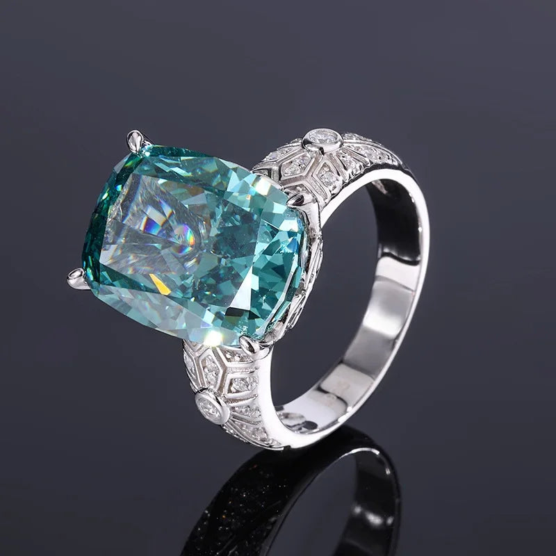 Cushion Engagement Ring 12*16 925 Silver High Carbon Diamond