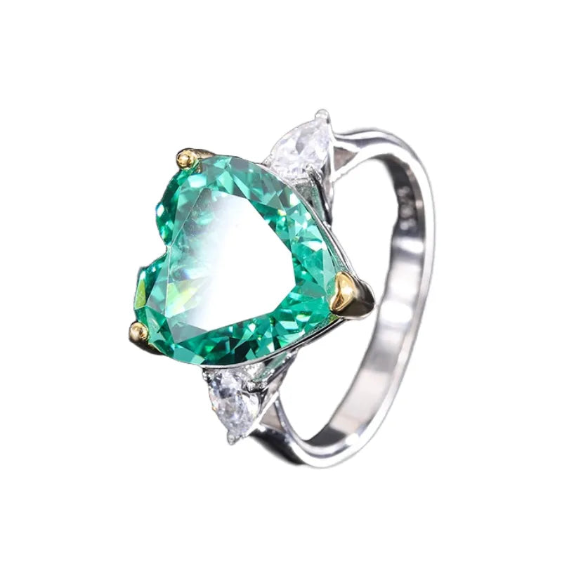Heart Engagement Ring 12*12 925 Silver High Carbon Diamond