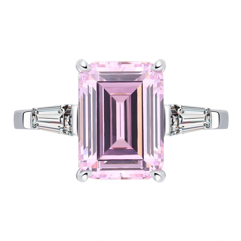Asscher Engagement Ring 8*11 925 Silver High Carbon Diamond