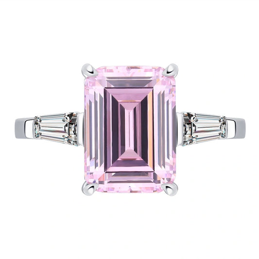 Asscher Engagement Ring 8*11 925 Silver High Carbon Diamond