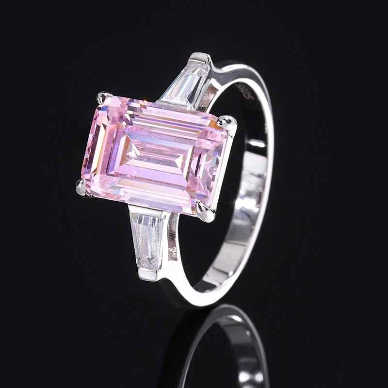 Asscher Engagement Ring 8*11 925 Silver High Carbon Diamond
