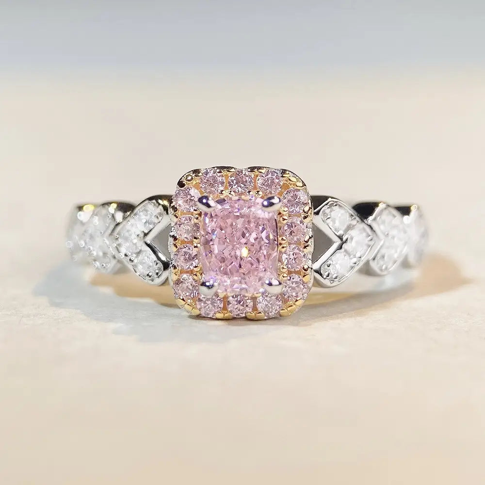 Cushion Engagement Ring 925 Silver High Carbon Diamond