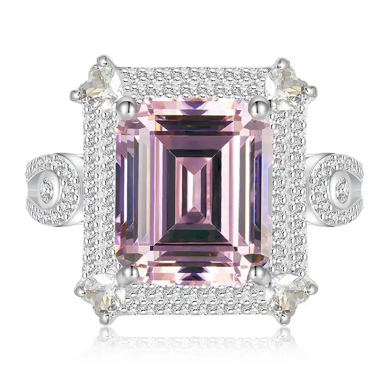 Emerald Engagement Ring 10*12 925 Silver High Carbon Diamond