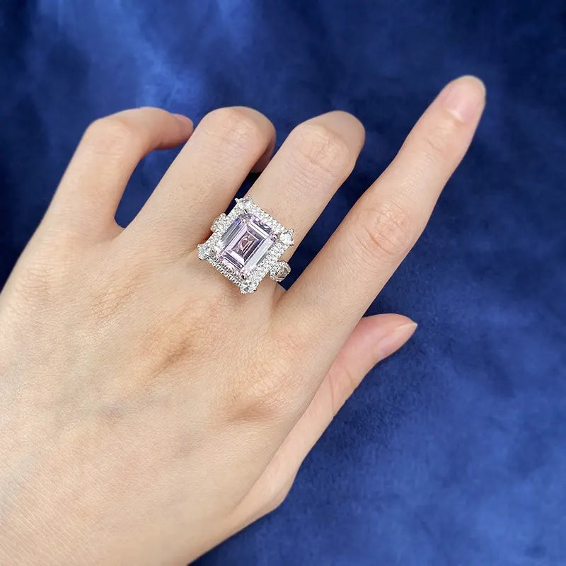 Emerald Engagement Ring 10*12 925 Silver High Carbon Diamond