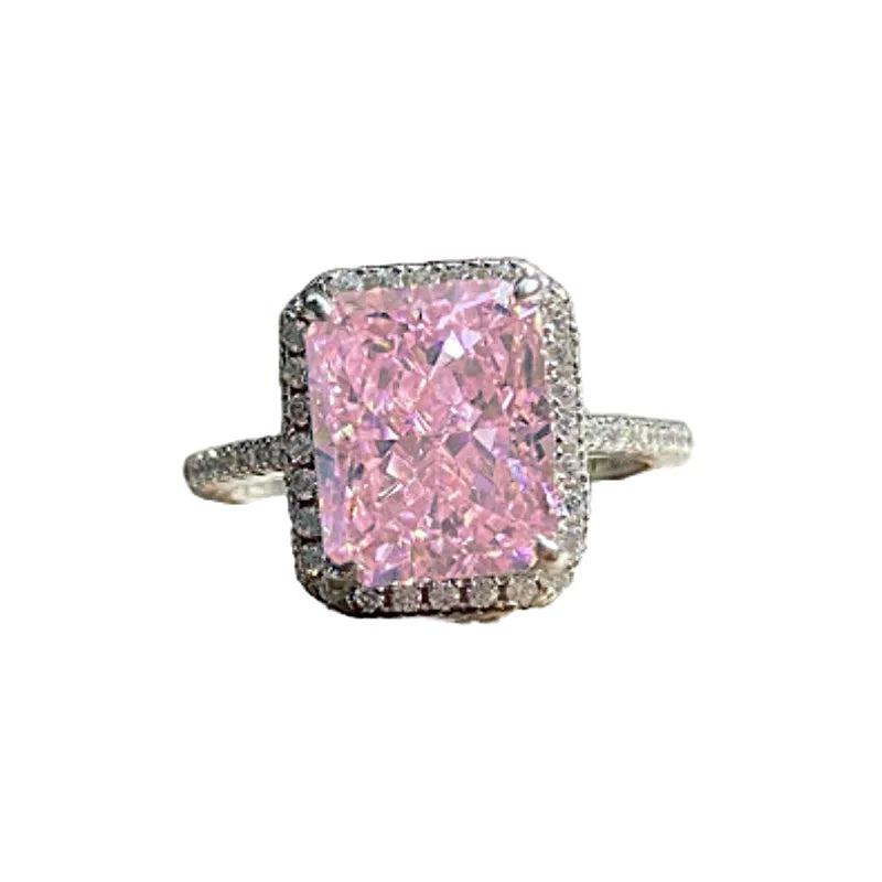 Radiant Engagement Ring 925 Silver High Carbon Diamond Open Ring