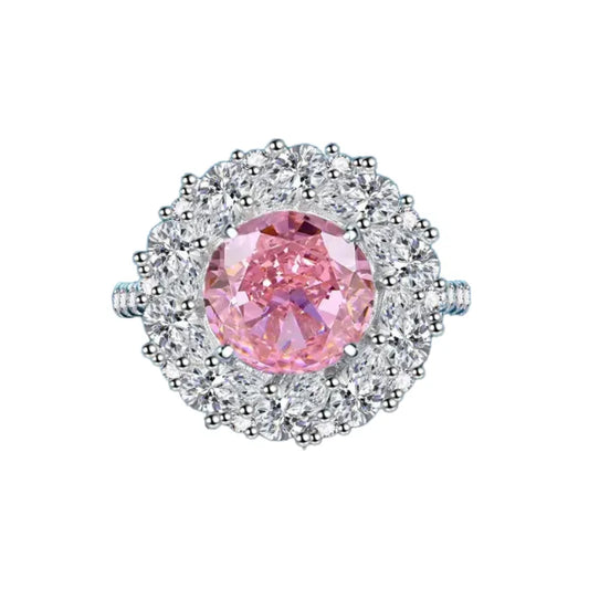 Round Engagement Ring 3ct 9mm 925 Silver High Carbon Diamond
