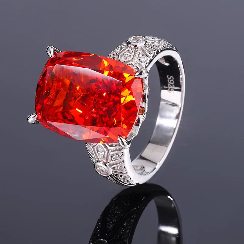 Cushion Engagement Ring 12*16 925 Silver High Carbon Diamond