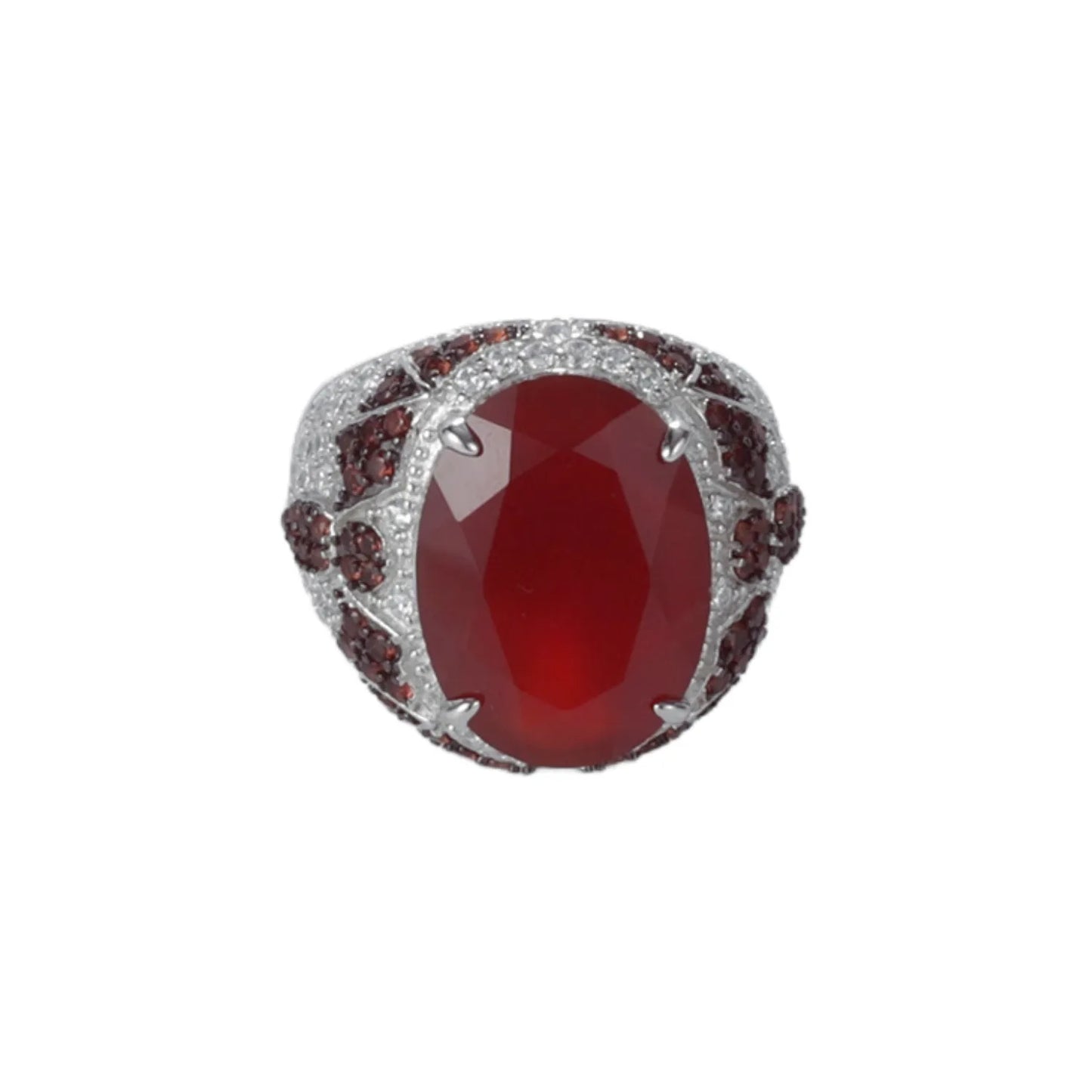 Oval Natural Red Agate Engagement Ring 13*18 925 Silver