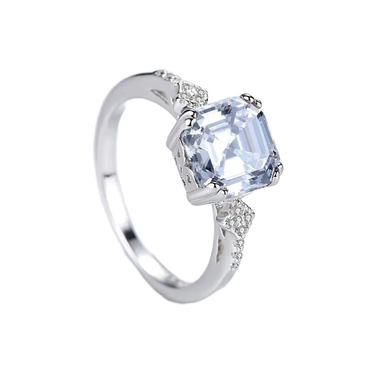 Asscher Engagement Ring 7*8 925 Silver High Carbon Diamond