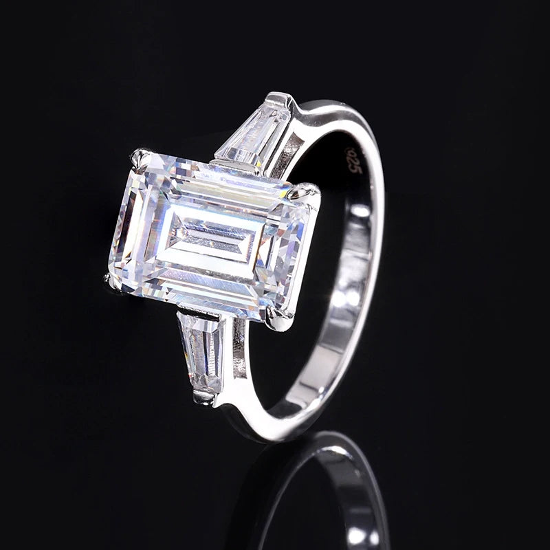 Asscher Engagement Ring 8*11 925 Silver High Carbon Diamond