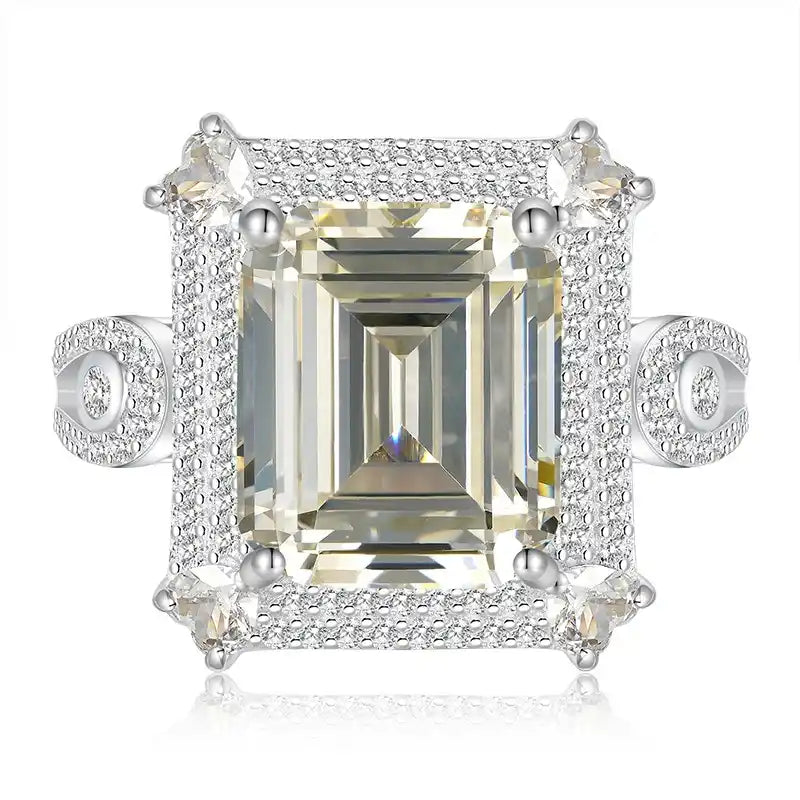 Emerald Engagement Ring 10*12 925 Silver High Carbon Diamond