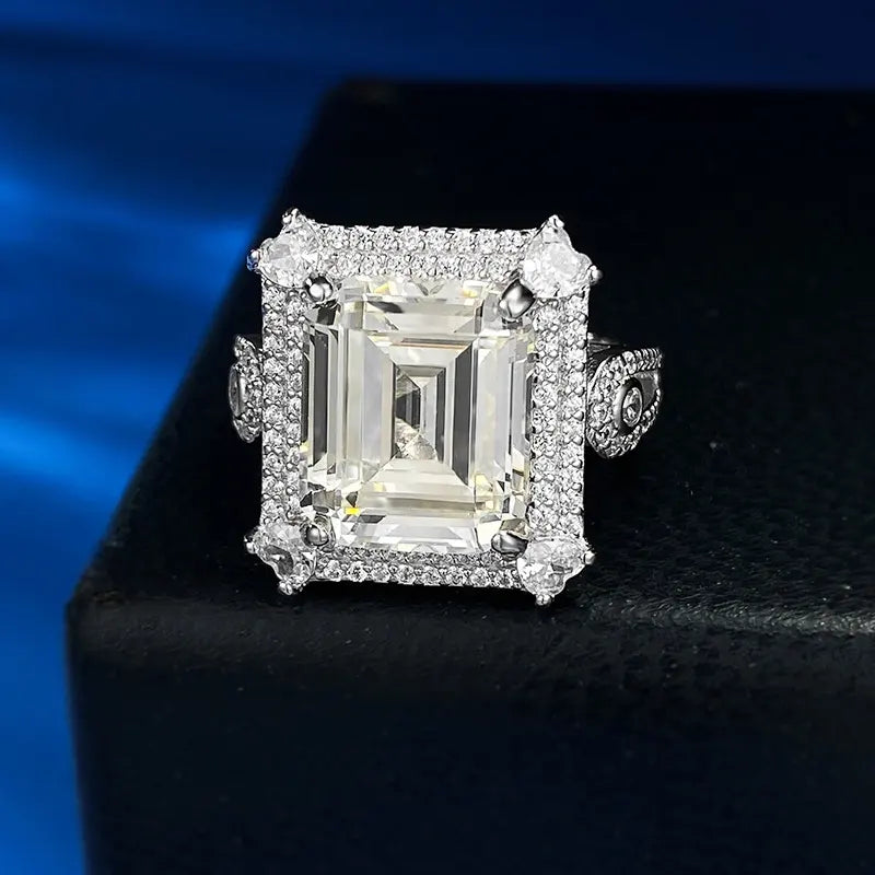 Emerald Engagement Ring 10*12 925 Silver High Carbon Diamond