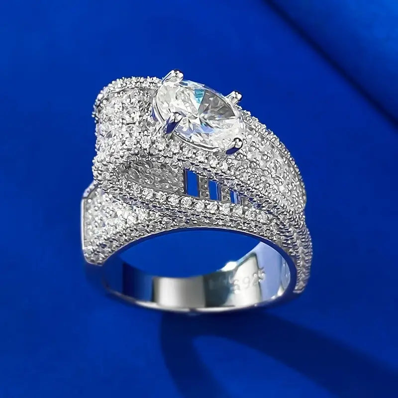 Oval Engagement Ring 6*8 925 Silver High Carbon Diamond