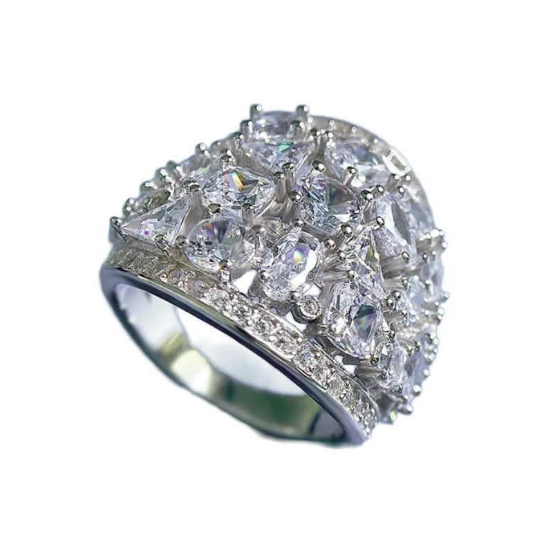 Engagement Ring 925 Silver High Carbon Diamond
