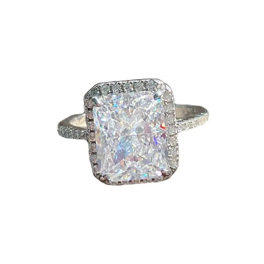 Radiant Engagement Ring 925 Silver High Carbon Diamond Open Ring