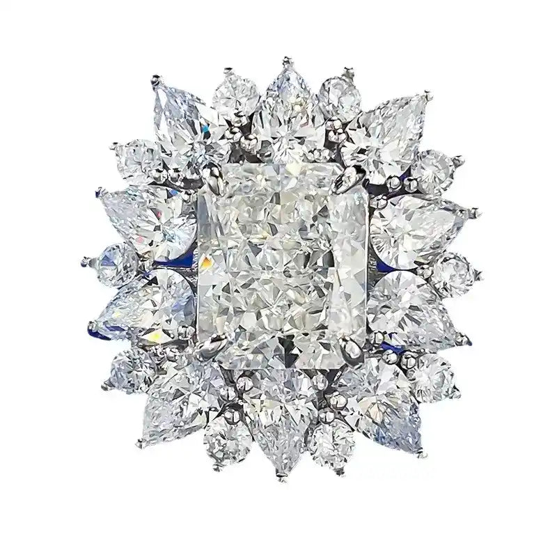 Radiant Engagement Ring 9*11 925 Silver High Carbon Diamond